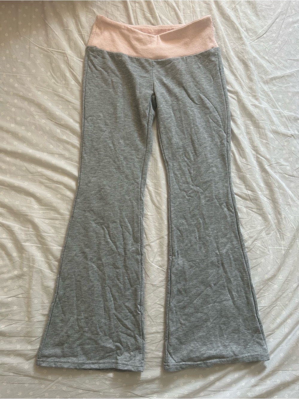 Wide-leg flare sweatpants Leggings with Pink Waistband